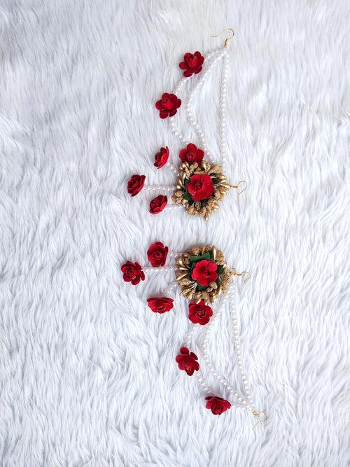 Red Flower Jewellery Set 🌸🌷 For Baby Shower and Dohale Jevan