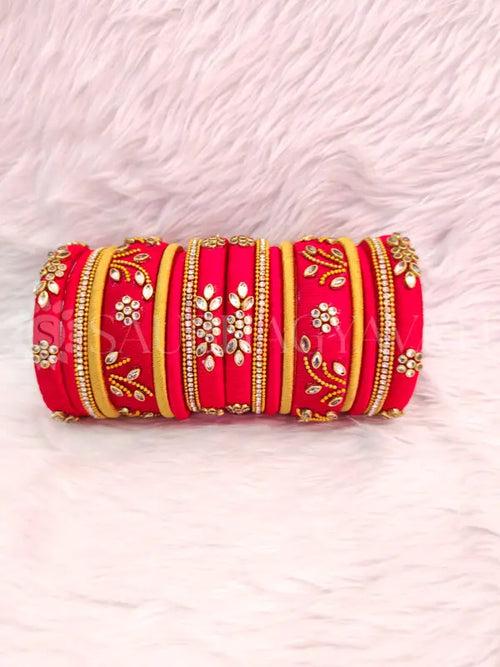 Silk Thread Bangles with kundan work all colors