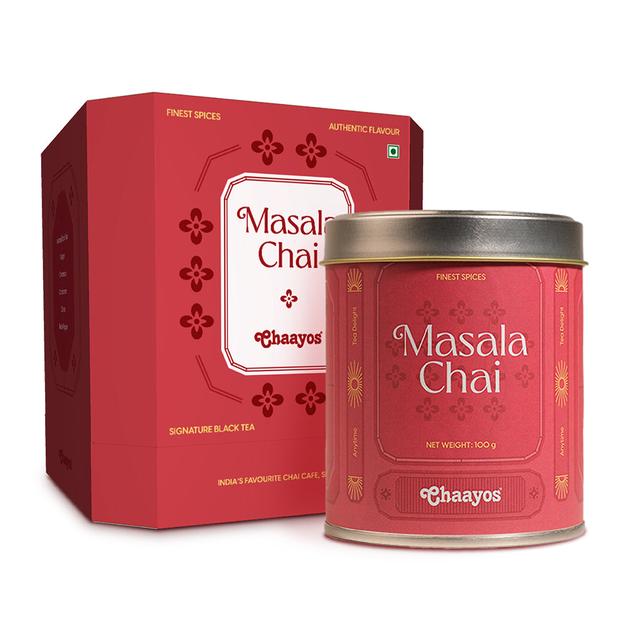 Chaayos Festival Gift Box| Masala tea for tea lovers | Tea Gift Hamper| Gift hamper for Friends & Family | Premium Gift Box 1 tin (100 gm) of Masala Chai | Diwali gift box set