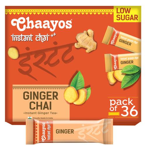 Chaayos Instant Tea Premix - Ginger Flavour - Low Sugar (36 Sachets) | Instant Tea | Tea Premix | Ginger Tea