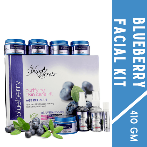 Blueberry Facial Kit with Blueberry Extract for a Younger Looking Skin| 410gm (Pack of 8)