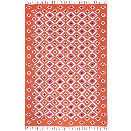 Evil Eye Flatweave Rug - Orange