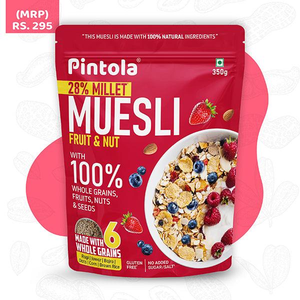 Fruit & Nut Muesli with 68% Whole Grains (28% Millet), 20% fruits & 12% nuts