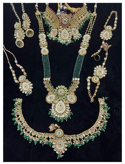 ZEVAR I Stunning Alloy Gold-Plated Green and Gold Jewel Set | Elegant and Dazzling