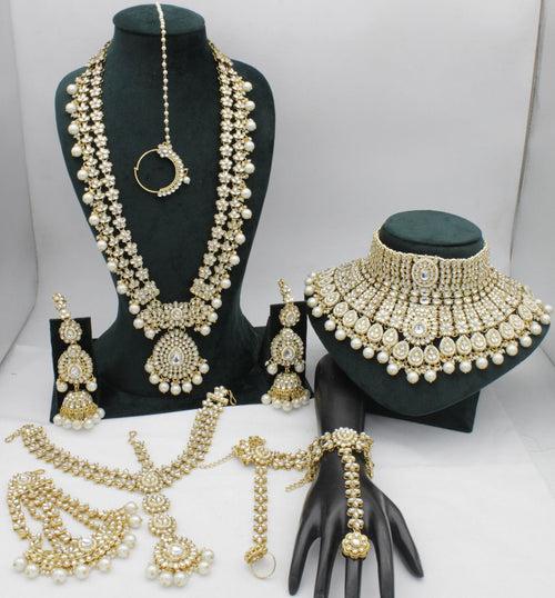 Regal Radiance Golden White Kundan Bridal Jewellery Set