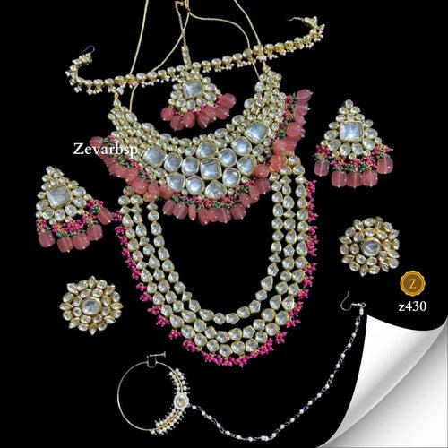 Rosy Radiance Kundan Necklace Ensemble