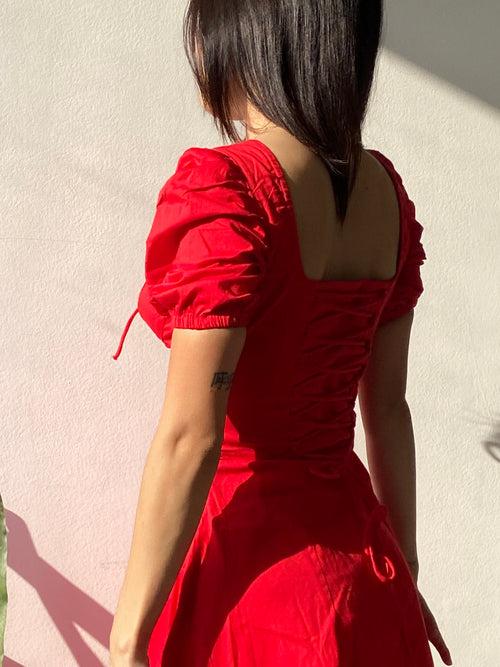 Josefina Red Rose Bustier Sundress