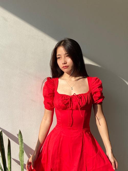 Josefina Red Rose Bustier Sundress