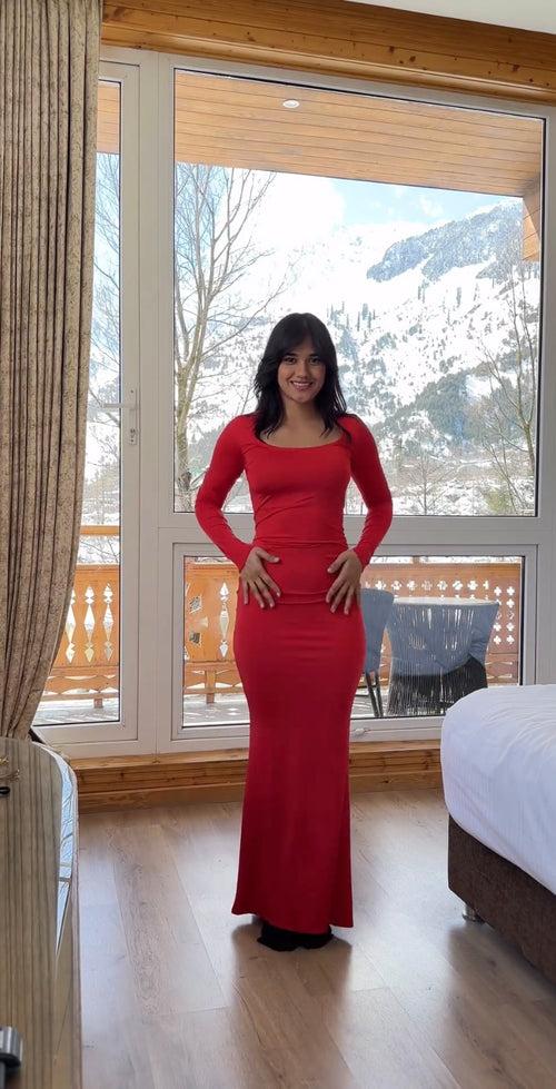 Skimss Bodycon Dress in Red