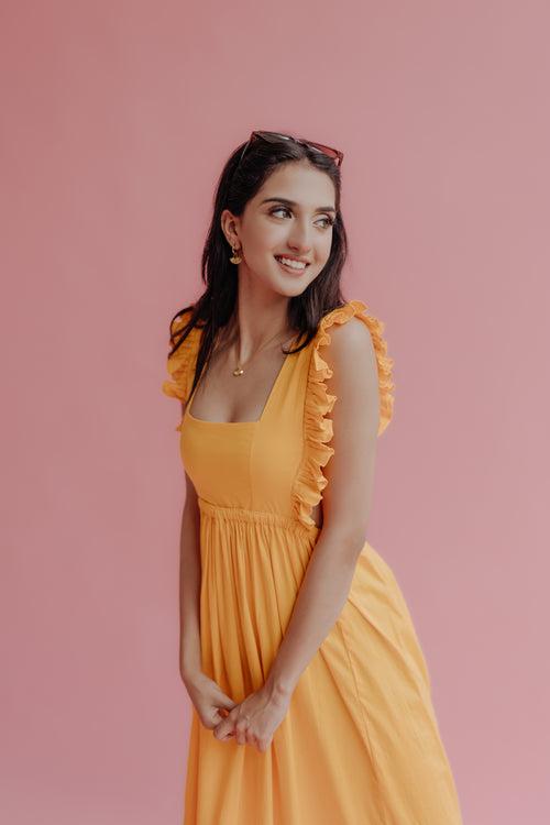 Juno Yellow Ruffle Maxi Dress