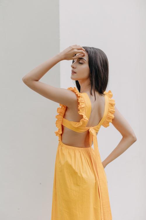 Juno Yellow Ruffle Maxi Dress