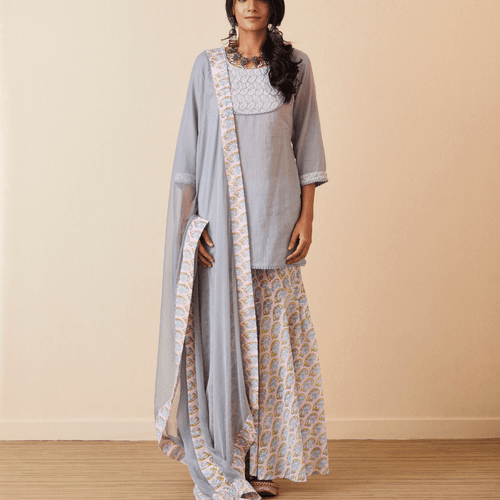 Ayesha Set of 3 (Chikan Kurta, Sharara and Dupatta)