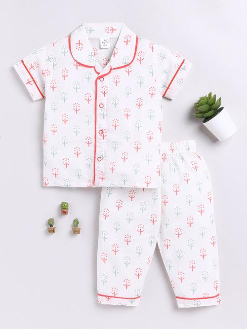 Multi Floral Half Sleeve Night Suit