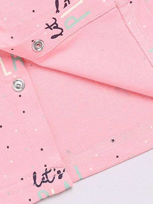 Pink Typography Half Sleeve Night Suit