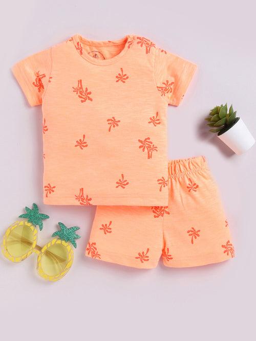 Orange Tropical Half Sleeve Co-ord Set