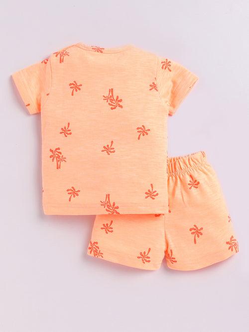 Orange Tropical Half Sleeve Co-ord Set