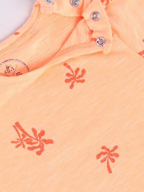 Orange Tropical Half Sleeve Co-ord Set