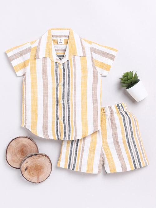 Yellow Striped Half Sleeve Co-ord Set