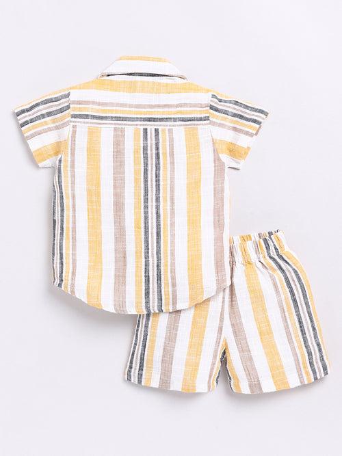 Yellow Striped Half Sleeve Co-ord Set