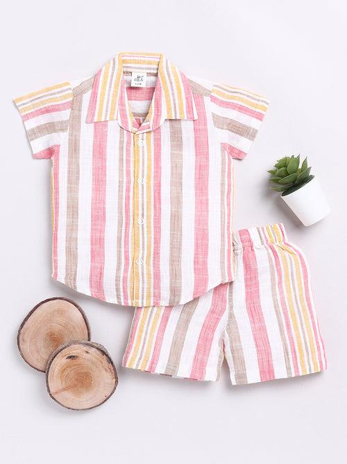 Pink Striped Half Sleeve Co-ord Set