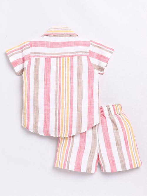 Pink Striped Half Sleeve Co-ord Set