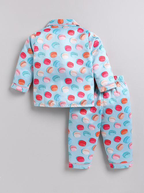 Blue Macaron Full sleeve Night Suit