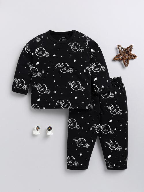 Black Space Theme Full Sleeve Night Suit