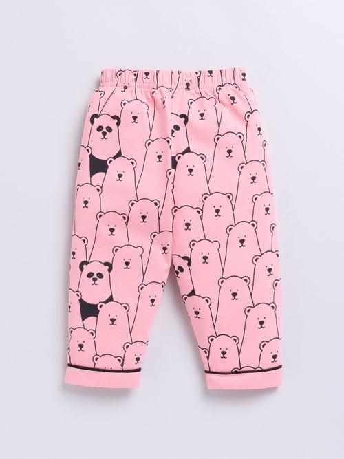 Pink Panda Print Full Sleeve Night Suit