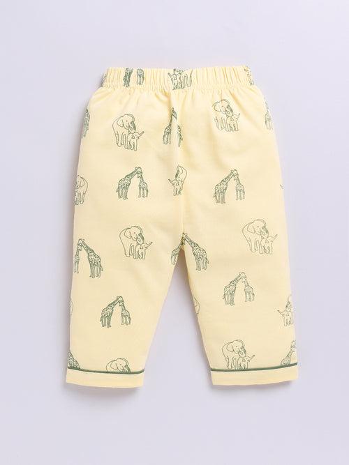 Yellow Animal Full Sleeve Night Suit