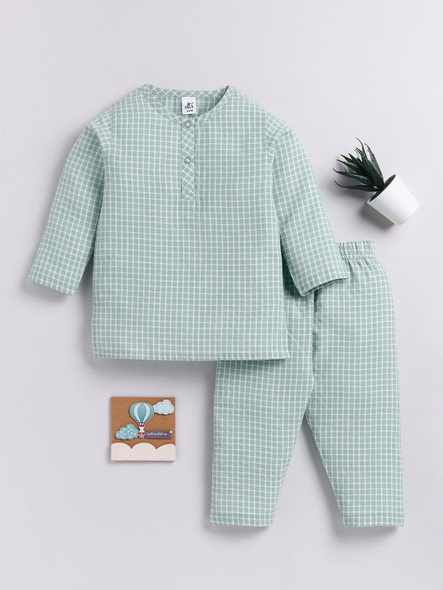 Green Checked Kurta Pyjama