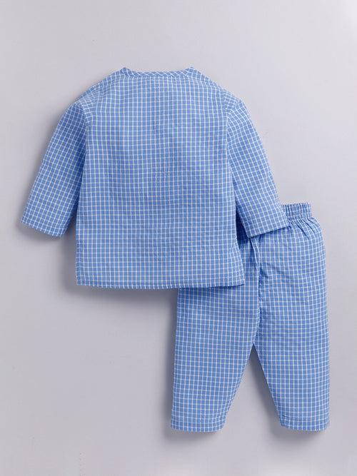 Blue Checked Kurta Pyjama