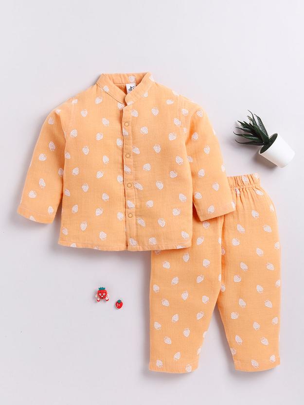 Yellow Graphic Full Sleeve Night Suit