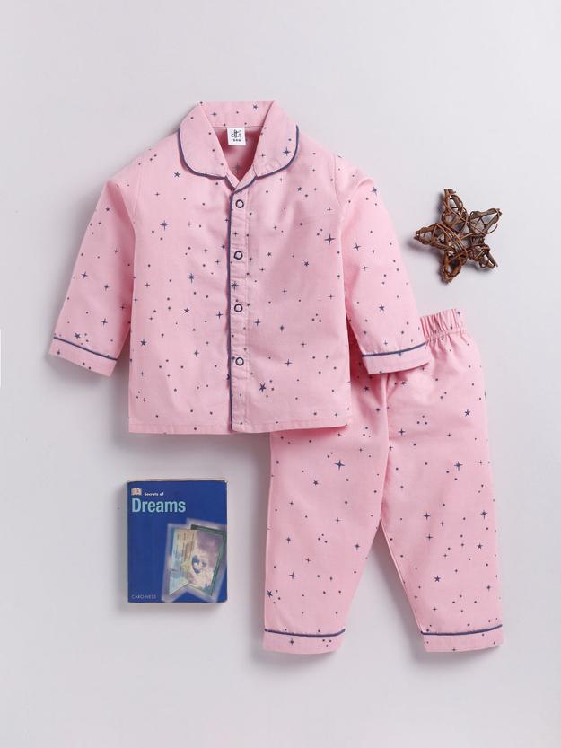 Pink Starry Full Sleeve Night Suit