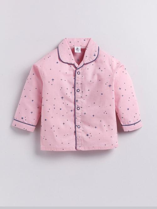 Pink Starry Full Sleeve Night Suit