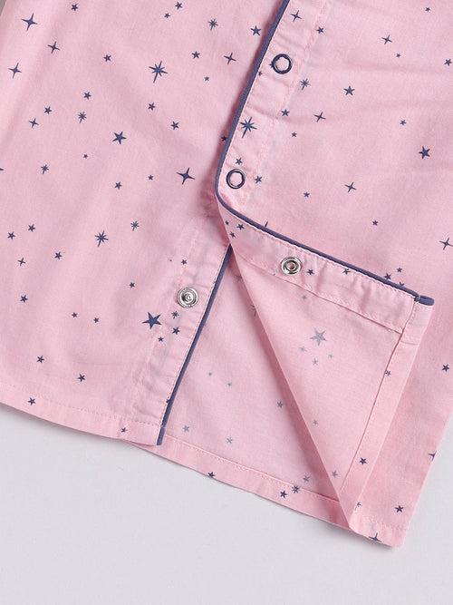 Pink Starry Full Sleeve Night Suit