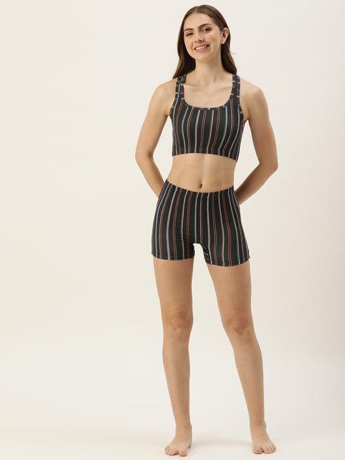 Striped Black Beach Co-ord Set