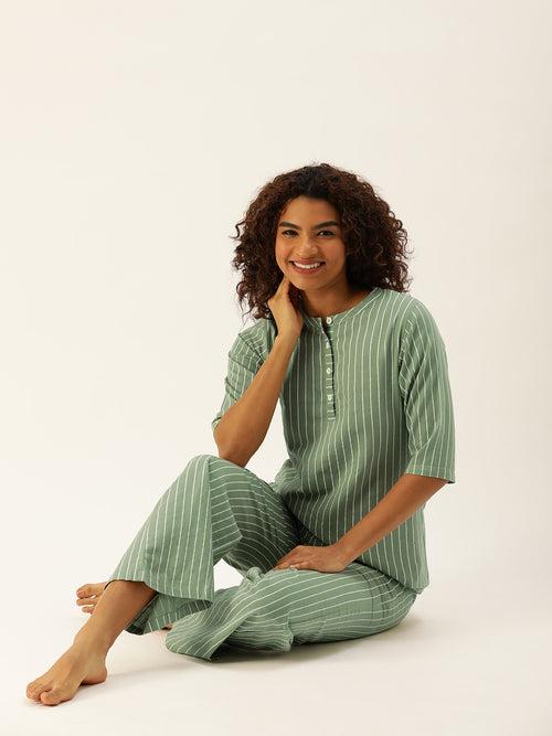 Striped Green Kurta & Palazzo