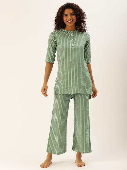 Striped Green Kurta & Palazzo