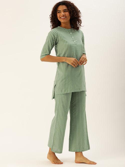 Striped Green Kurta & Palazzo