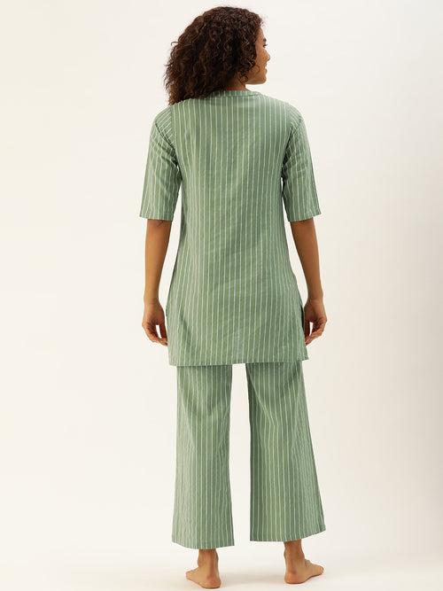 Striped Green Kurta & Palazzo