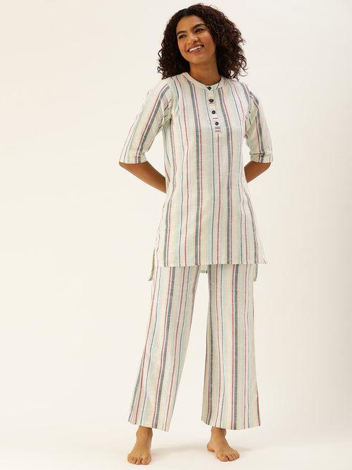 Striped White Kurta & Palazzo