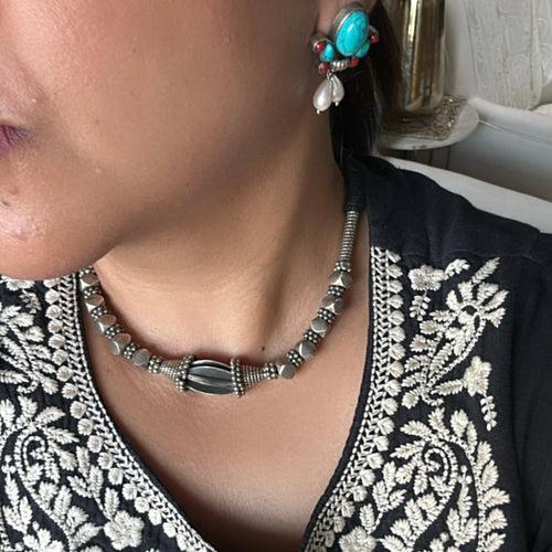 ANANT. Stunning tribal pure silver neck piece .