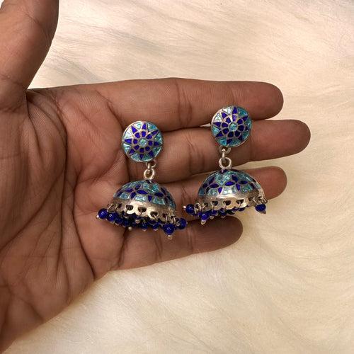 PANKTI .  The cute enamel jhumkas.