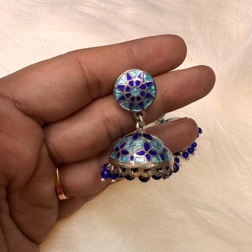 PANKTI .  The cute enamel jhumkas.