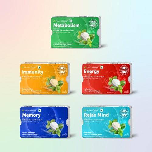 Metabolism, Relax Mind, Energy, Memory, Immunity Sugar Free Health Supplement Chewable Tablet | 15 Tablet Each Pack | Mix Flavour