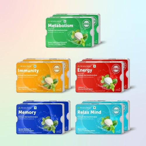 Metabolism, Relax Mind, Energy, Memory, Immunity Sugar Free Health Supplement Chewable Tablet | 15 Tablet Each Pack | Mix Flavour