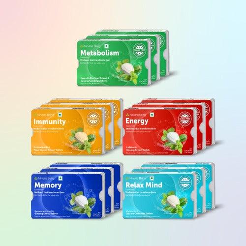 Metabolism, Relax Mind, Energy, Memory, Immunity Sugar Free Health Supplement Chewable Tablet | 15 Tablet Each Pack | Mix Flavour