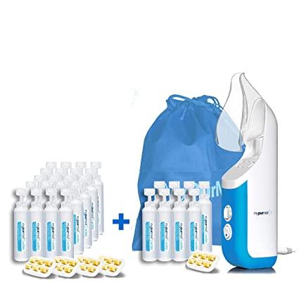 Mypurmist 2 Ultrapure Handheld Personal Steam Inhaler + Extra Pack of Sterile Water (20 Pcs) + Extra Pack of ScentPad with 6 Session (Combo)