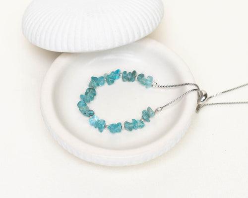 Aquamarine Chips With Silver Chain Lumba