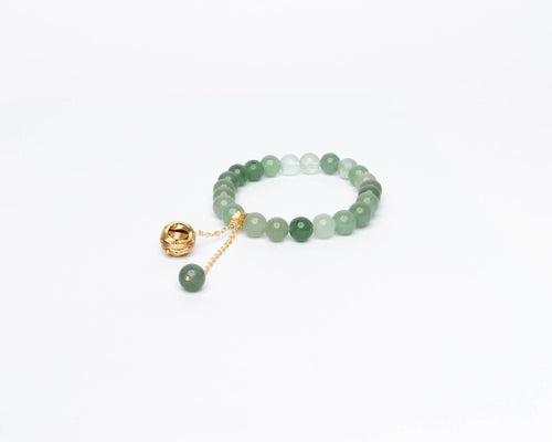 Green Aventurine With Golden Hanging Charm Lumba